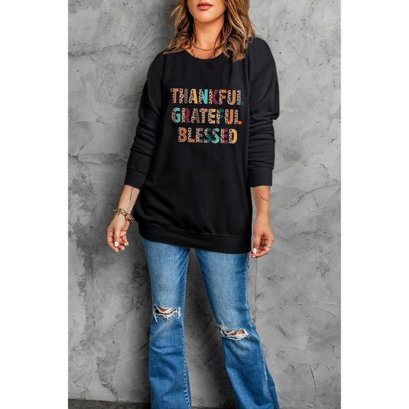 Azura Exchange  Black Leopard TANKFUL GRATEFUL BLESSED Graphic Sweatshirt - Picture 7 of 8